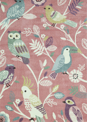 Nova Kids Pastel Birds Rug Pink
