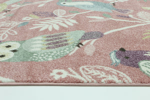 Nova Kids Pastel Birds Rug Pink
