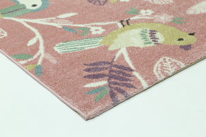 Nova Kids Pastel Birds Rug Pink