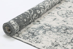 Rustic Vintage Motif 2 in 1 Reversible Rug Grey