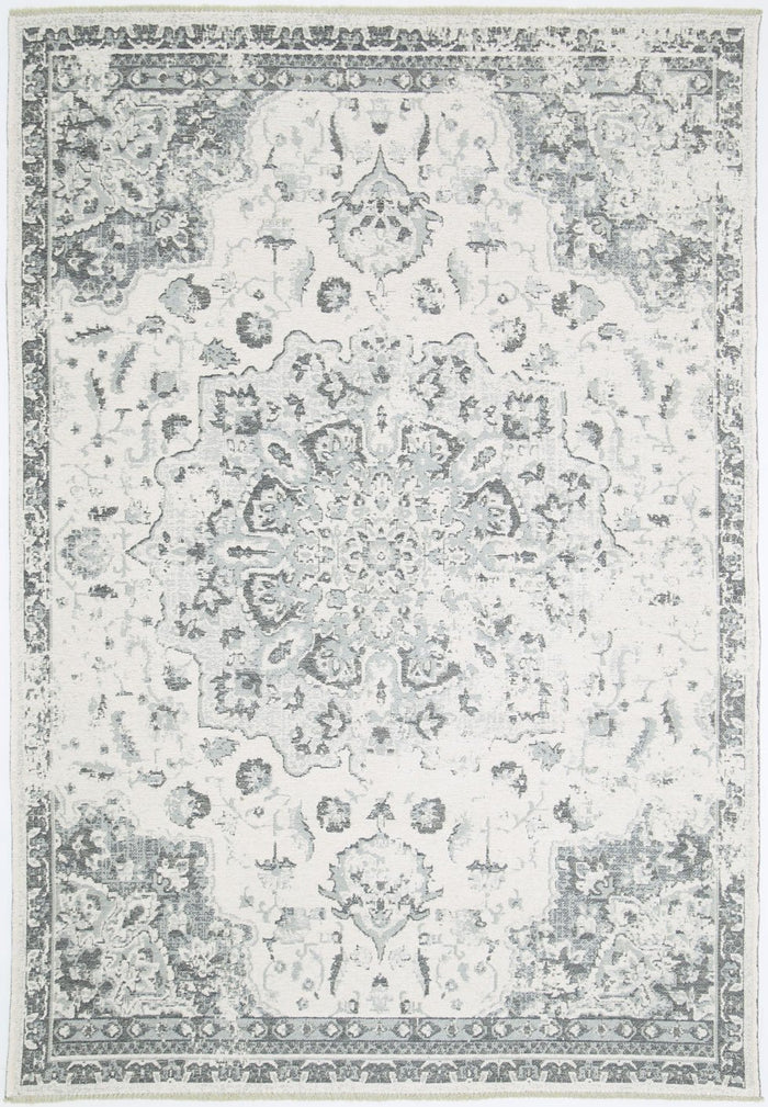Rustic Vintage Motif 2 in 1 Reversible Rug Grey