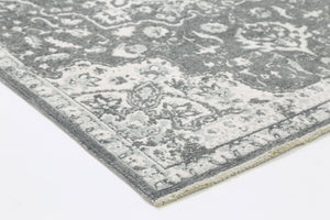 Rustic Vintage Motif 2 in 1 Reversible Rug Grey