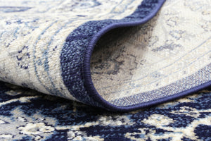 Arya Navy Blue Ziegler Ikat Traditional  Rug - Floorsome
