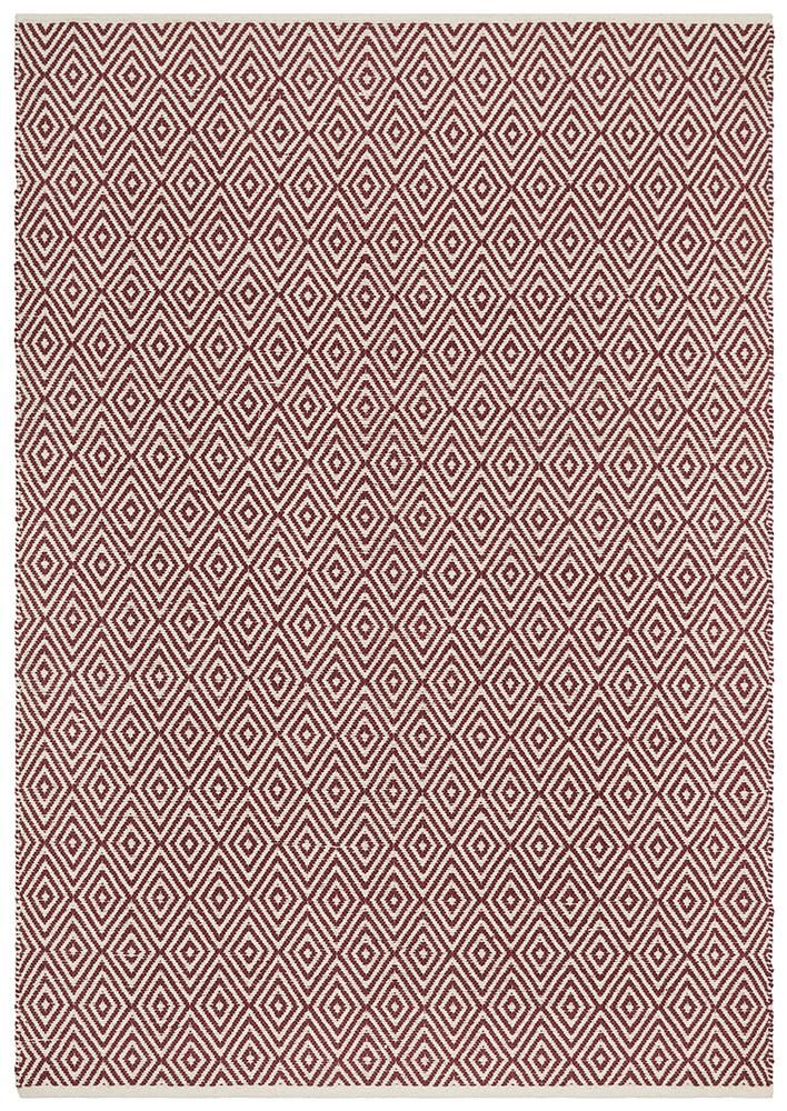 Modern Flatweave Diamond Design Red Rug