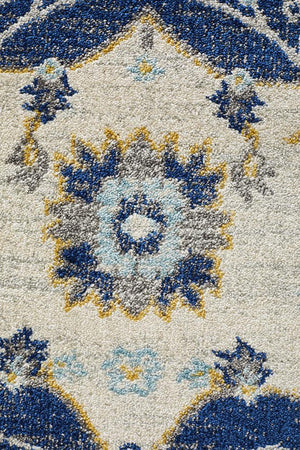 Babil Uruk Bohemian Navy Round Rug - Floorsome