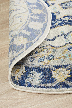 Babil Uruk Bohemian Navy Round Rug - Floorsome
