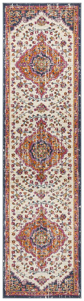 Babil Mosul Bohemian White Runner Rug - Floorsome
