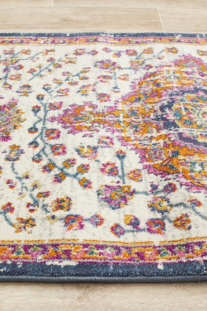 Babil Mosul Bohemian White Runner Rug - Floorsome