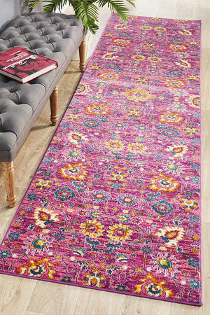 Babil Basra Bohemian Fushia Runner Rug - Floorsome