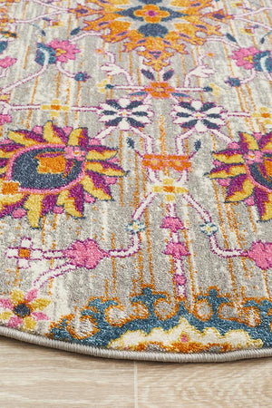 Babil Basra Bohemian Multi Round Rug - Floorsome