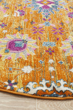 Babil Basra Bohemian Round Rug - Floorsome