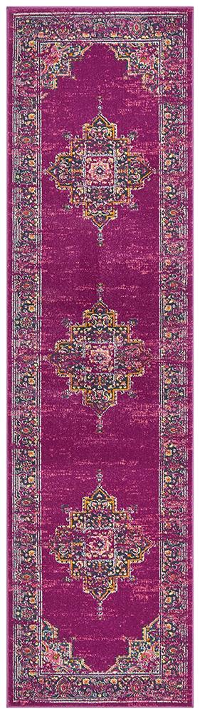 Babil Badra Bohemian Fuchsia Runner Rug - Floorsome