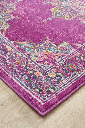 Babil Badra Bohemian Fuchsia Runner Rug - Floorsome