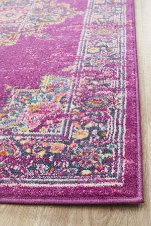 Babil Badra Bohemian Fuchsia Runner Rug - Floorsome
