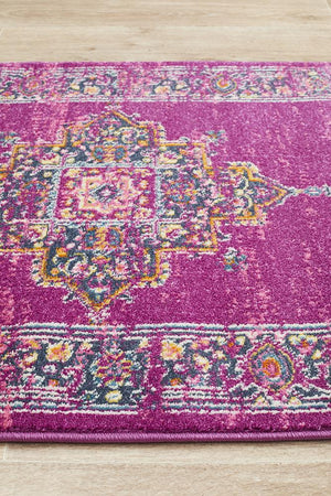 Babil Badra Bohemian Fuchsia Runner Rug - Floorsome