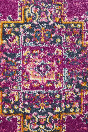 Babil Badra Bohemian Fuchsia Runner Rug - Floorsome