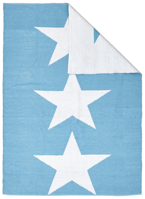 Coastal Indoor Out door Rug Star Turquoise White - Floorsome