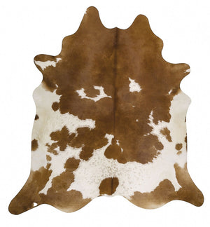 Exquisite Natural Cow Hide Brown White - Floorsome