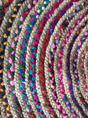 CHINDI RUG Indian Design Recycled Floor Rug, Round Small 1.2m - Floorsome