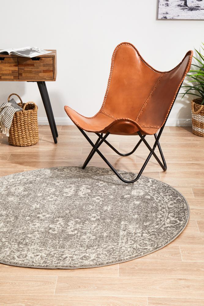 Pidgeon Grey Transitional Round Rug