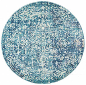 Muse Blue Transitional Round Rug