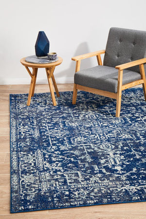 Contrast Navy Transitional Rug - Floorsome