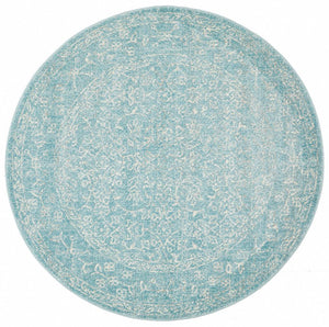 Depth Blue Transitional Round Rug - Floorsome