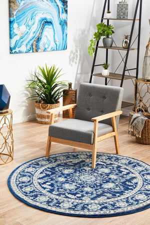 Release Navy Transitional Round Rug