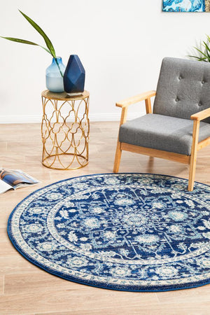 Release Navy Transitional Round Rug