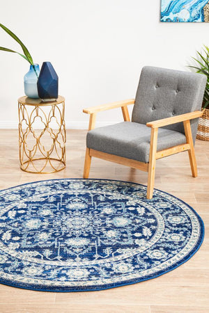 Release Navy Transitional Round Rug