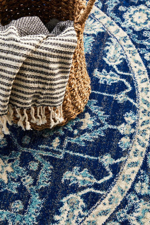 Release Navy Transitional Round Rug