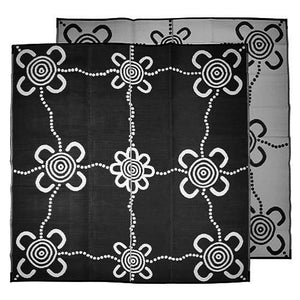 JOURNEYS Aboriginal Design Recycled Plastic Mat, Black & White 2.7m x 2.7m