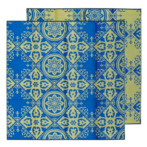 CASABLANCA Recycled Plastic Mat, Royal Blue and Gold 3 x 3m