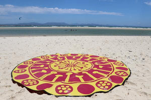 EUCALYPTUS FLOWER Aboriginal Design Recycled Mat, Yellow & Pink 3m Round