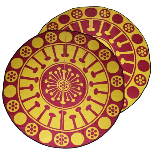 EUCALYPTUS FLOWER Aboriginal Design Recycled Mat, Yellow & Pink 3m Round