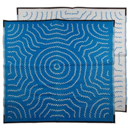 WATER DREAMING Aboriginal Design Recycled Plastic Mat, Blue & White 1.8 x 1.8m