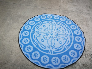 TURTLE SEASON Aboriginal Design Recycled Mat, Blues 2.7m
