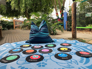 TURTLE SEASON Aboriginal Design Recycled Mat, Blues 2.7m