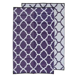 MOROCCAN Recycled Plastic Mat, AUBERGINE & White 1.8 x 2.7m