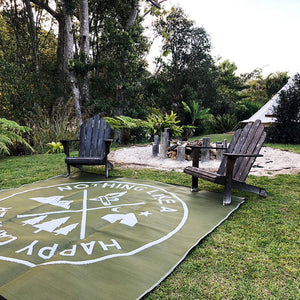 HAPPY CAMPER Recycled Plastic Mat, Khaki & Grey 2.7x2.7m