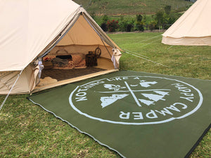 HAPPY CAMPER Recycled Plastic Mat, Khaki & Grey 2.7x2.7m