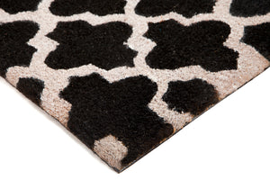 100% Coir Door Mat - Girih Black and White 75x45cm - Floorsome