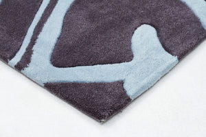 Gothic Tribal Design Rug Smoke Grey and Blue - Floorsome
