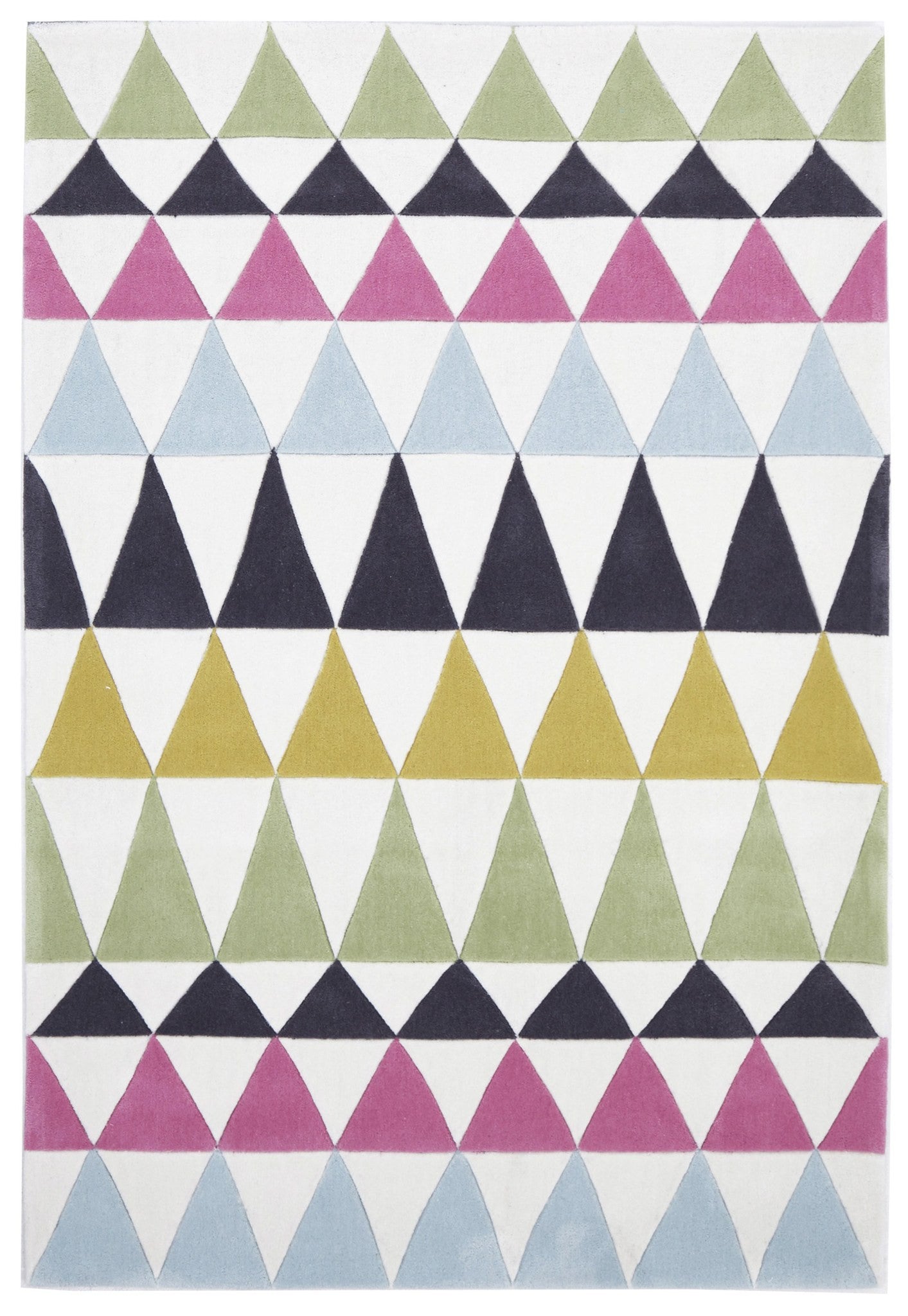 Modern Bunting Design Rug Multi Green - Floorsome