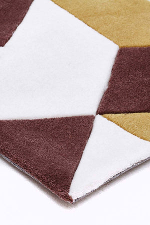 Cube Design Rug Yellow Brown White - Floorsome