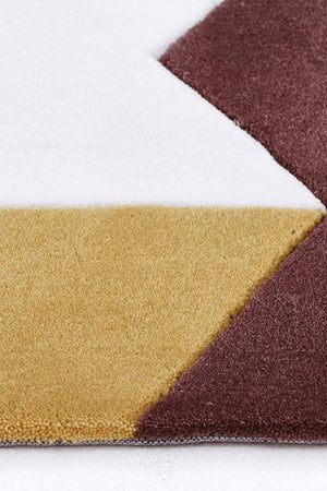 Cube Design Rug Yellow Brown White - Floorsome