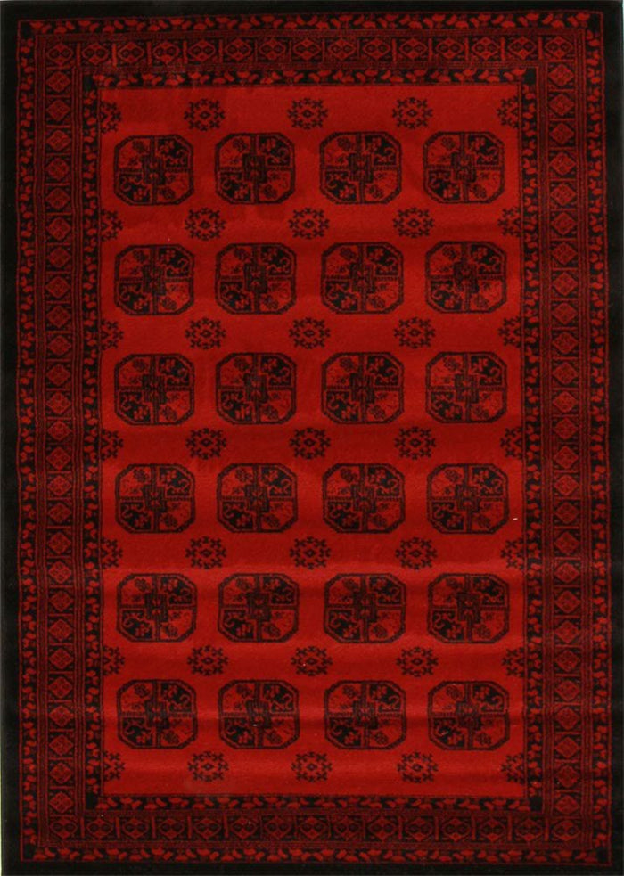Classic Afghan Design Rug Red