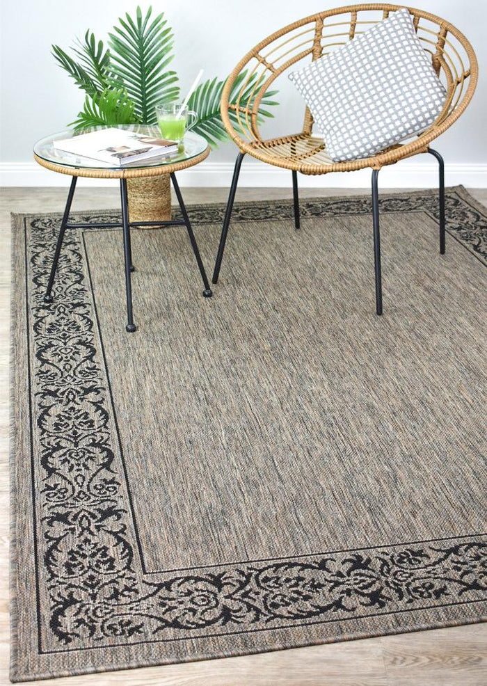 Pacific Beige Black Indoor Outdoor Rug 2909-J48H