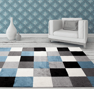 Canyon Grey Square Shape Patterned Ikat Rug