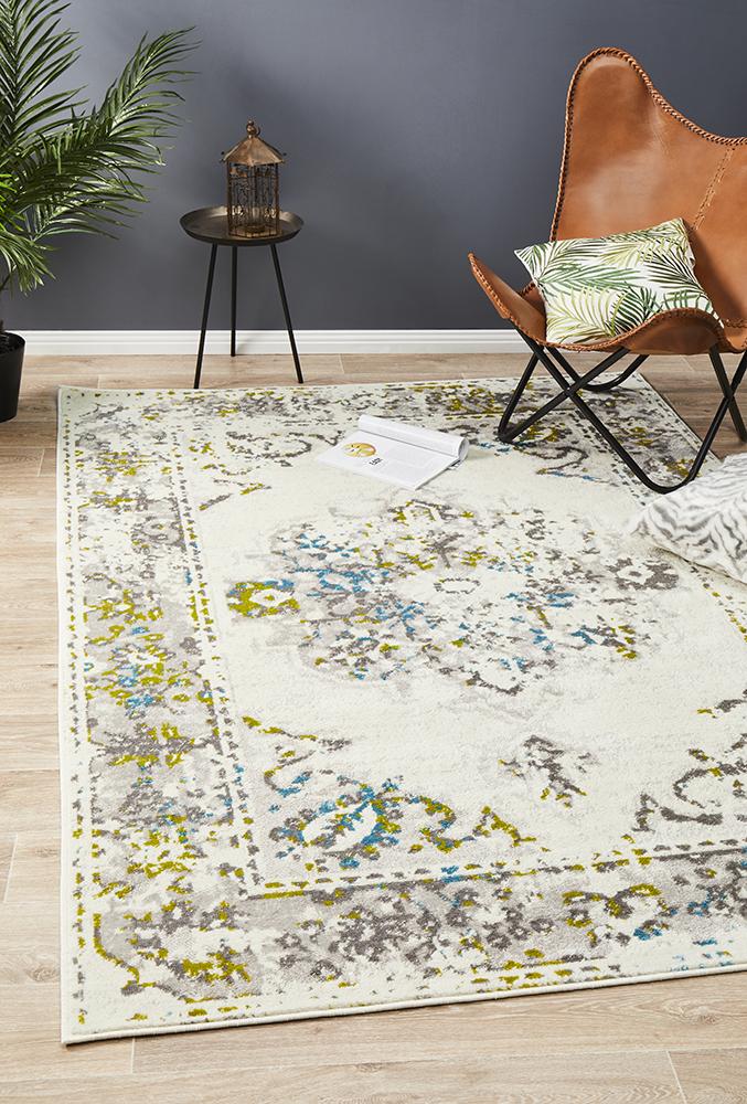 Metro 602 Transitional Rug White Green Blue